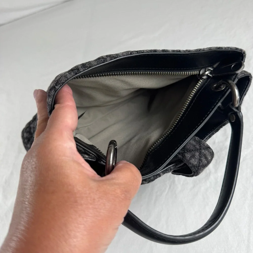 Rebecca Minkoff Black Quilted Denim Leather Satchel Handbag